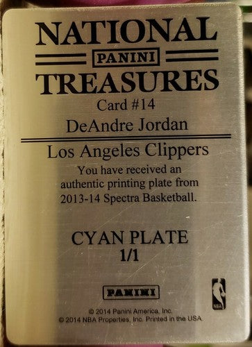DeAndre Jordan 2013-14 Panini Spectra PRINTING PLATE SP #1/1 of 1 Clippers Nets