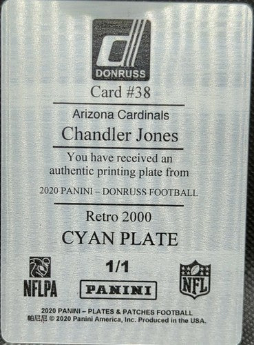 CHANDLER JONES 2020 Donruss Retro PRINTING PLATE SP 1/1 Raiders Cardinals One of