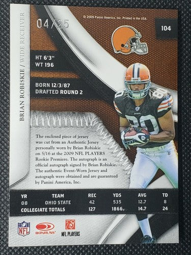 BRIAN ROBISKIE 2009 National Treasures AUTO JUMBO Al Lerner LOGO PATCH Gold #/25