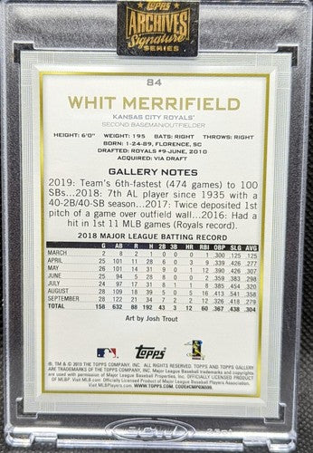 WHIT MERRIFIELD 2022 Topps Archives 2019 Gallery AUTO SP 1/1 Royals Blue Jays of