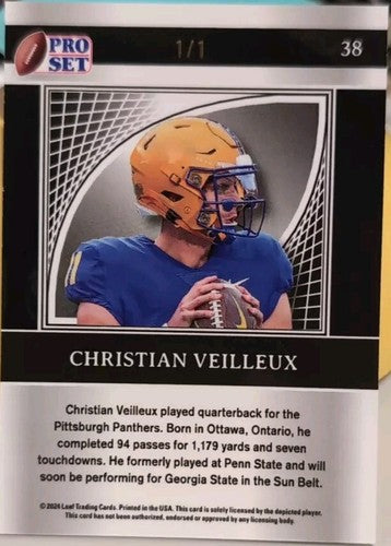 CHRISTIAN VEILLEUX 2024 Leaf Pro Set Metal FIRE PULSAR SP 1/1 Georgia State Pitt