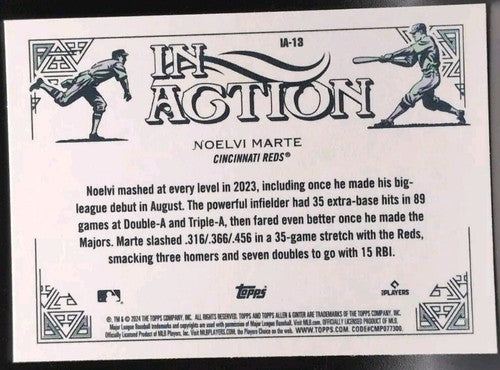 NOELVI MARTE 2024 Topps Allen & Ginter Rookie RC In-Action SP Variation #13 Reds