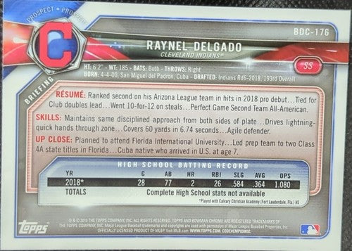RAYNEL DELGADO 2019 Topps Transcendent VIP PARTY 2018 Bowman Chrome RC SP 1/1 of