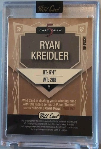 RYAN KREIDLER 2023 Wild Card 5 Card Draw RC RED INK AUTO GOLD SPARKLE 1/1 Tigers