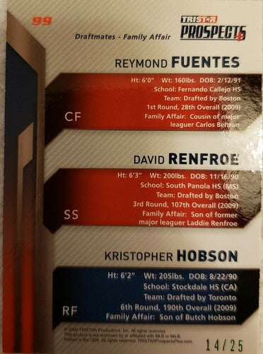 David RENFROE Reymond FUENTES HOBSON 2009 Prospects Triple Rookie AUTO Autograph