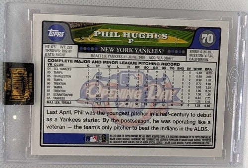 PHIL HUGHES 2022 Topps Archives 2008 Opening Day Red AUTO #1/1 Twins Yankees of
