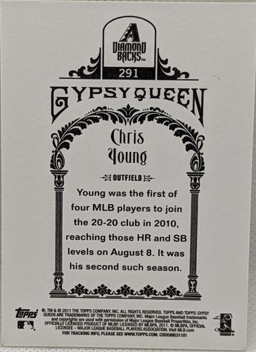 CHRIS YOUNG 2011 Topps Gypsy Queen PRINTING PLATE SP #1/1 Diamondbacks One of