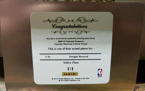 DWIGHT HOWARD 2009-10 National Treasures Timeline PRINTING PLATE SP 1/1 Magic of
