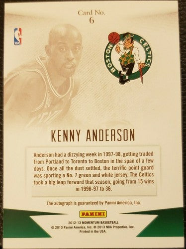 KENNY ANDERSON 2012-13 Panini Momentum DRIVE AUTO SP #49/49 Celtics Nets Hawks 1