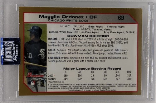â¾ MAGGLIO ORDONEZ 2020 Topps Archives 2004 Bowman Gold AUTO 1/1 White Sox One of