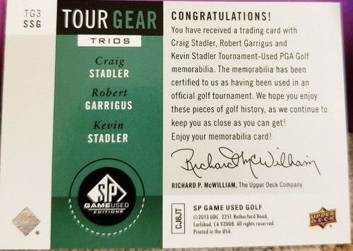 Robert GARRIGUS Craig Kevin STADLER 2014 SP Game Used PGA Tour Triple Golf Shirt