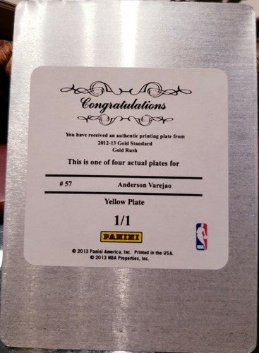 ANDERSON VAREJAO 2012-13 Panini Gold Standard Rush PRINTING PLATE SP #1/1 Cavs