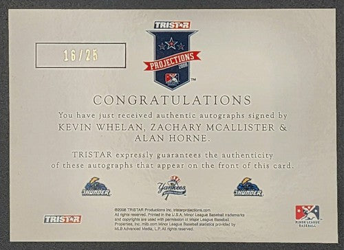 Zachary McALLISTER Kevin WHELAN Alan HORNE 2008 Tristar PROjections TRIPLE AUTO