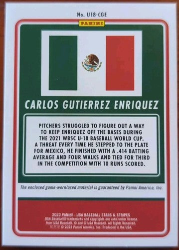 CARLOS GUTIERREZ ENRIQUEZ 2023 Stars & Stripes Jersey BUTTON PATCH SP #/6 Giants
