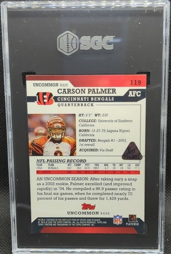 CARSON PALMER 2005 Topps Pristine PRINTING PLATE SP #1/1 Bengals SGC 8 One of