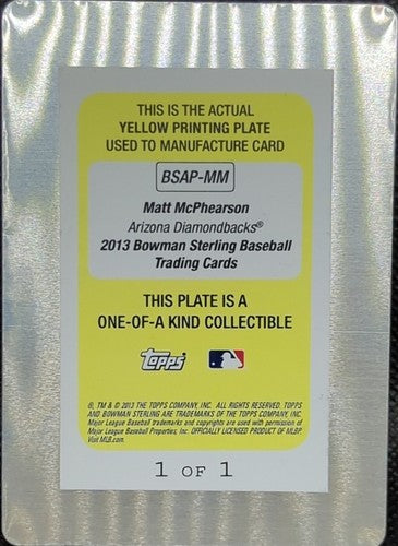 MATT McPHEARSON 2013 Bowman Sterling RC AUTO PRINTING PLATE #1/1 Diamondbacks of