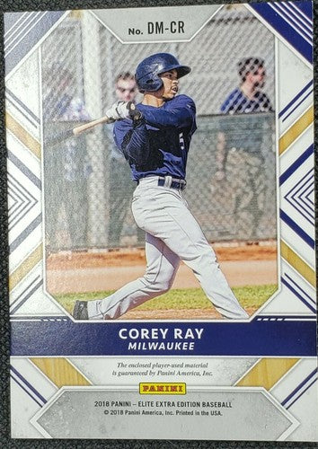 COREY RAY 2018 Panini Elite Extra DUAL ROOKIE PATCH RC Red FOTL SP #1/49 Brewers