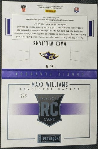 MAXX WILLIAMS 2015 Panini Playbook AUTO INSCRIPTION JUMBO JERSEY PATCH BOOKLET 5