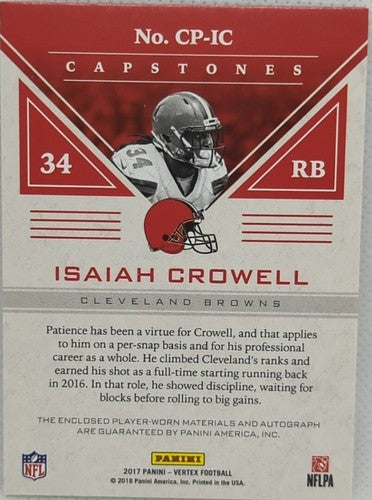 ISAIAH CROWELL 2017 Panini Vertex DUAL AUTO QUAD JERSEY PATCH Marble #/10 Browns