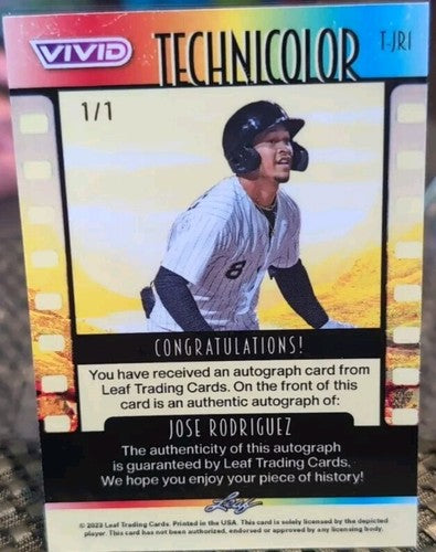 JOSE RODRIGUEZ 2023 Leaf Vivid Technicolor RC AUTO BLUE MOJO SP 1/1 White Sox of