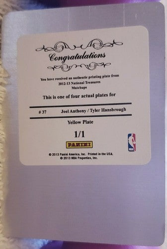 Tyler HANSBROUGH Joel ANTHONY 2012-13 Matchups Dual PRINTING PLATE 1/1 of 1 Heat