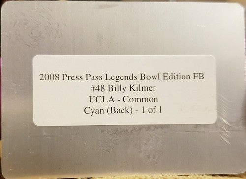 BILLY KILMER 2008 Press Pass Legends Bowl Edition PRINTING PLATE #1/1 49ers UCLA