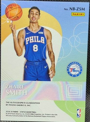 ZHAIRE SMITH 2018-19 Panini Status New Breed RC AUTO PINK SP #23/25 76ers Sixers