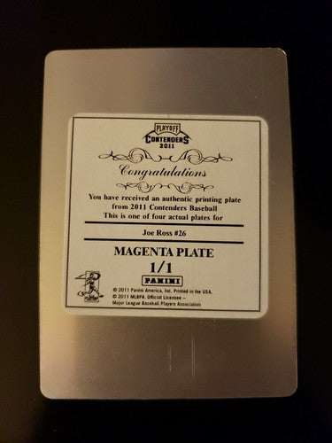 JOE ROSS 2011 Playoff Contenders Rookie PRINTING PLATE 1/1 of 1 Padres Nationals