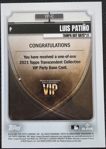LUIS PATINO 2021 Topps Transcendent VIP PARTY RC Honeycomb SP 1/1 Rays Padres of