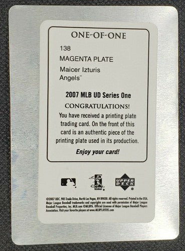 MAICER IZTURIS 2007 Upper Deck MLB UD Series One of PRINTING PLATE SP 1/1 Angels