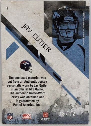 JAY CUTLER 2009 Donruss Rookies & Stars JERSEY PATCH Platinum #/12 Broncos Bears