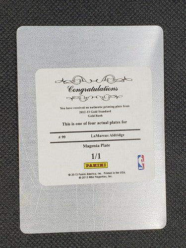LaMARCUS ALDRIDGE 2012-13 Panini Gold Standard Rush PRINTING PLATE SP #1/1 Nets
