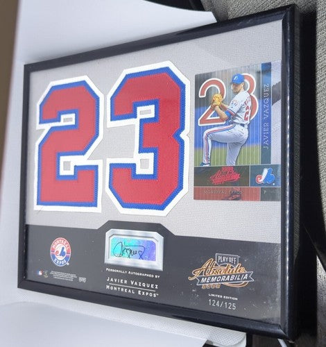 JAVIER VAZQUEZ 2002 Absolute Signing Bonus AUTO JERSEY NUMBER PATCH #/125 Expos