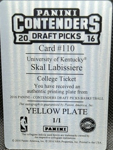 SKAL LABISSIERE 2016-17 Panini Contenders AUTO PRINTING PLATE #1/1 Kings One of