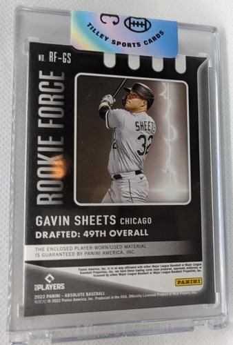 GAVIN SHEETS 2022 Panini Absolute Force Jersey LAUNDRY TAG PATCH RC Gold SP #/10