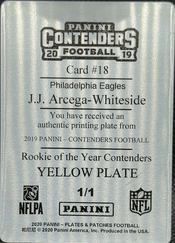 J. J. ARCEGA-WHITESIDE 2019 Panini Contenders PRINTING PLATE SP 1/1 Eagles JJ of