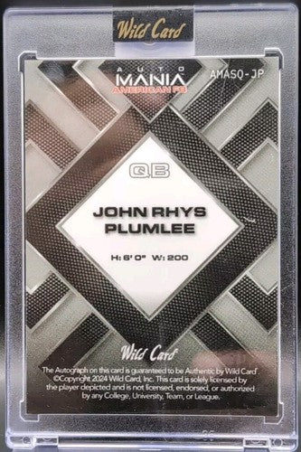JOHN RHYS PLUMLEE 2024 Wild Card Mania American FB RC AUTO FIREWORKS 1/1 Jaguars