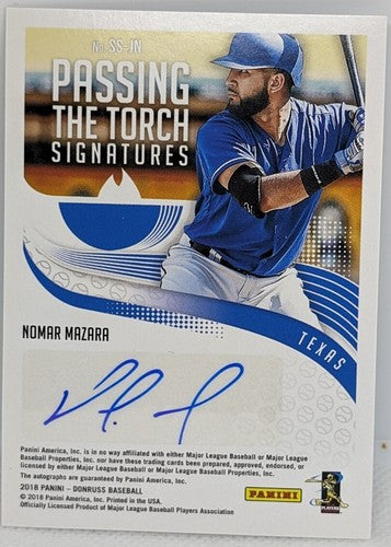 Juan GONZALEZ Nomar MAZARA 2018 Donruss Passing the Torch DUAL AUTO SP Rangers
