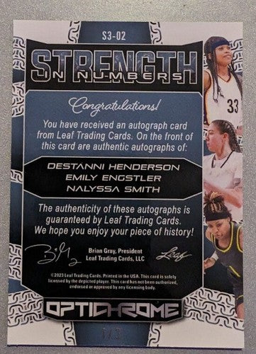 Emily ENGSTLER Nalyssa SMITH Destanni HENDERSON 2022-23 Leaf Optichrome AUTO 1/3