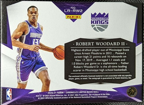 ROBERT WOODARD II 2020-21 Panini Chronicles Limited DUAL AUTO JERSEY #/99 Kings