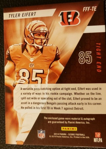 TYLER EIFERT 2014 Score Future Franchise Fabrics DUAL AUTO GU JERSEY SP Bengals