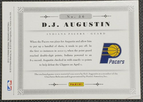 D.J. AUGUSTIN 2012-13 National Treasures JUMBO Game Used Jersey SP /99 Pacers DJ