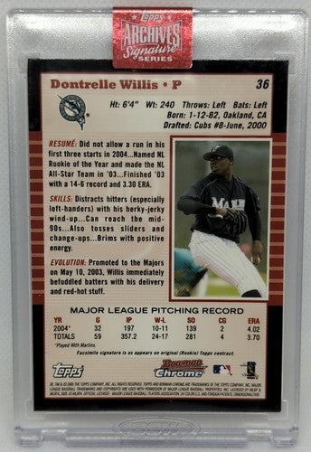 DONTRELLE WILLIS 2023 Topps Archives 2005 Bowman Chrome AUTO SP #1/1 Marlins of