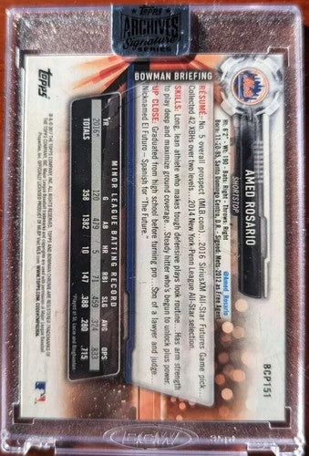 AMED ROSARIO 2018 Topps Archives 2017 Bowman Chrome RC AUTO SP #1/1 Mets Reds of