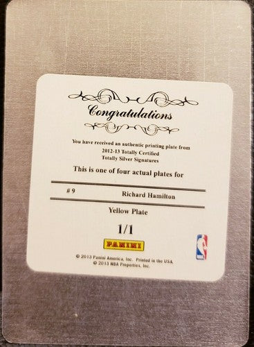 RICHARD HAMILTON 2012-13 Panini Totally Certified PRINTING PLATE #1/1 Bulls Rip