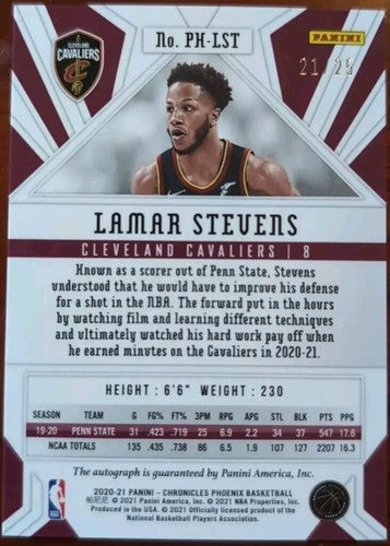 LAMAR STEVENS 2020-21 Panini Chronicles Phoenix AUTO BLUE SP #/25 Cavs Grizzlies