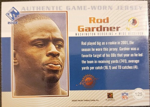 ROD GARDNER 2002 Pacific Private Stock TEAM LOGO Game Used JERSEY PATCH SP #/174