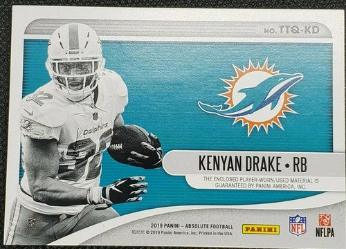 KENYAN DRAKE 2019 Panini Absolute QUAD Helmet Jersey LOGO PATCH SP #/10 Dolphins