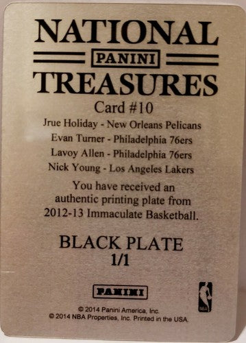 Jrue HOLIDAY Nick YOUNG TURNER 2012-13 Immaculate 76ers Quad PRINTING PLATE #1/1