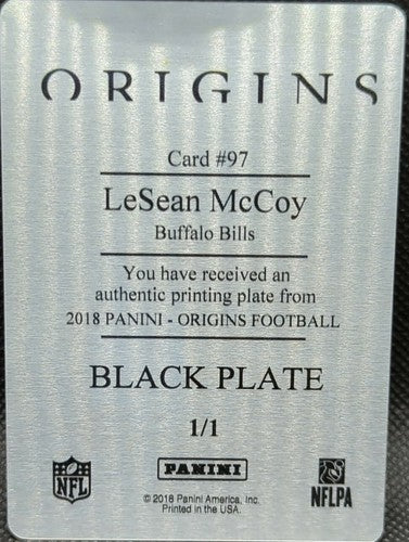 LeSEAN McCOY 2018 Panini Origins Black PRINTING PLATE SP 1/1 Eagles Bills One of
